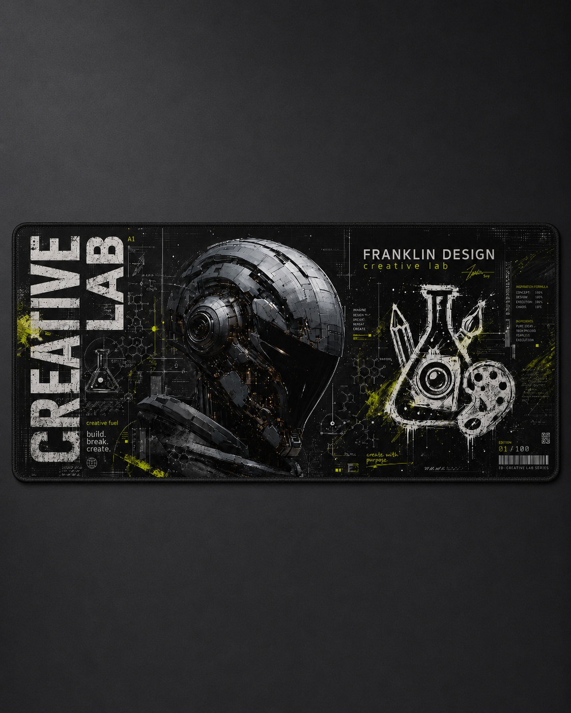 Creative Lab Desk Mat – Cyberpunk Robot Edition