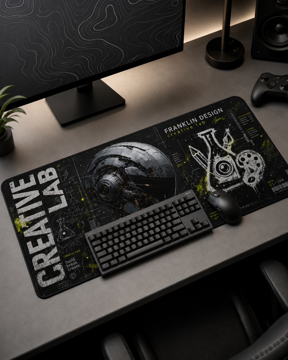 Creative Lab Desk Mat – Cyberpunk Robot Edition