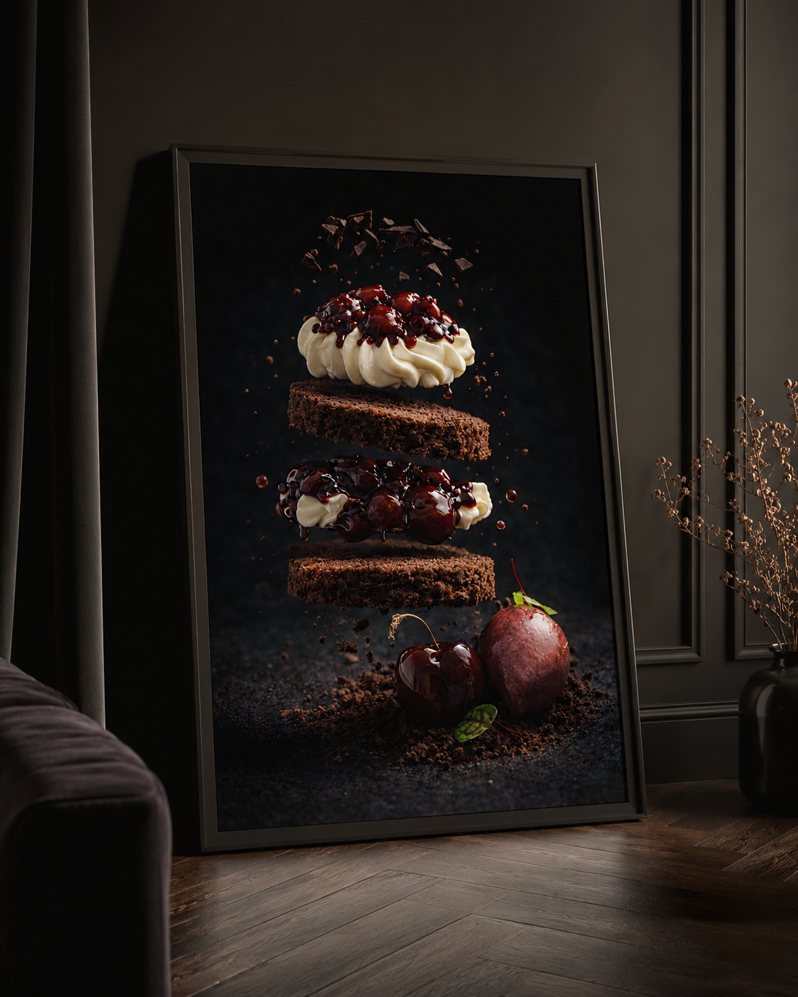 Cherry Noir – Framed Art Print (61×91 cm)